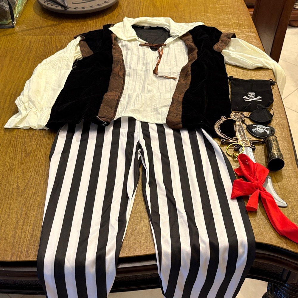 Buccaneer Kids Costume Set - Black, White, and Brown